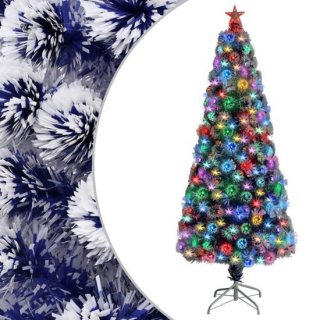 vidaXL - Kunstkerstboom - met - verlichting - 180 - cm - glasvezel - wit - en - blauw