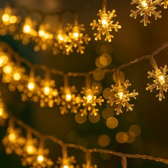 Giftmas LED Lichtgordijn Sneeuwvlokken – Kerstverlichting voor Binnen - Kerstlampjes Op USB– Lichtslinger Kerst - 50 LED's – 6m - Kerstversiering - Kerst Lampjes Slinger - Kerstdecoratie