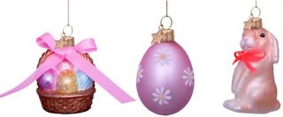 Vondels paashanger mandje, ei en konijn 6cm multi 3 stuks