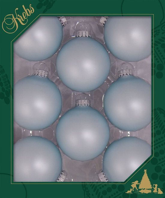 Krebs Kerstballen - 8x stuks - lichtblauw - glas - 7 cm - Kerstversiering/kerstdecoratie