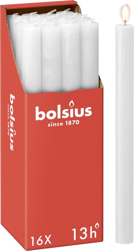 Bolsius - 16 Dinerkaarsen Rustiek - Wit
