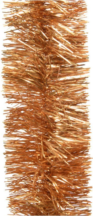 1x stuks kerstslingers cognac bruin (amber)  270 x 7 cm - Folie lametta guirlandes/slingers kerstversiering
