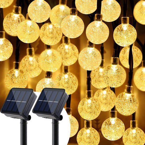 Happy Goods Solar Tuinverlichting op Zonneenergie - 100 LED 2x50 Lichtsnoer Buiten - 10 m Verlicht en 4 m Snoer - Buitenverlichting Lichtslinger - Lichtsnoeren