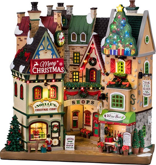 Lemax - 'Tis The Season Shops' - Verlichte Facade - Exclusief adapter (Werkt op batterijen)