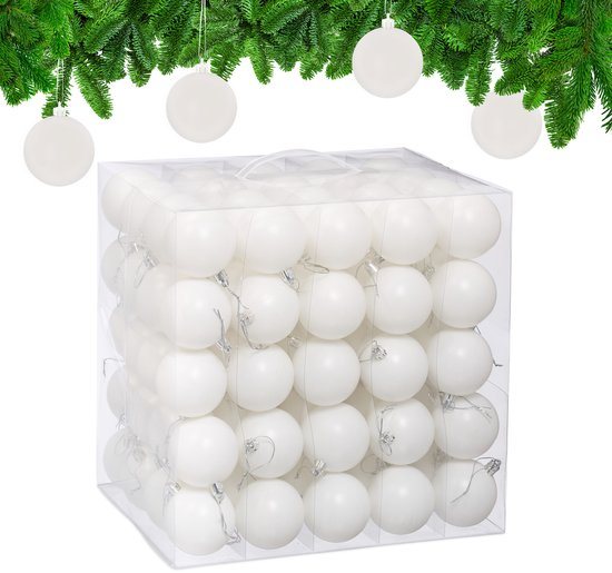 kerstballen set van 100 - Ø 6 cm - mat - kunststof - wit