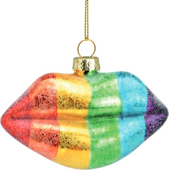 Kersthanger - Regenboog Lippen - Regenboog Lippen kerstbal - Kersthanger - Glas