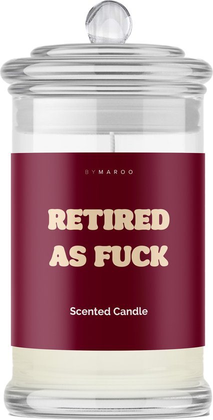 Pensioen Cadeau voor Hem & Haar - By Maroo Geurkaars met Tekst in Glas - Decoratie - Pensioen cadeautjes voor vrouw, man, opa, oma, mama, papa, vader, moeder - Cadeautjes voor Haar Hem Volwassenen