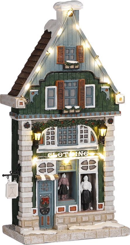 Luville - Clothing shop battery operated - l15,5xb8xh28cm - Kersthuisjes & Kerstdorpen