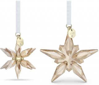 Swarovski Beeldjes Annual Edition Festive 3D Ornament Set 2025 5701824 | decoratieobject, goudkleurige sterren en 3D-ster, kristal stijl