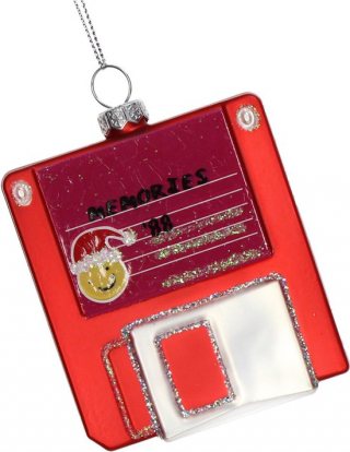 HD Collection Ornament kerstbal Floppy Disk Glas Rood 8.9 cm