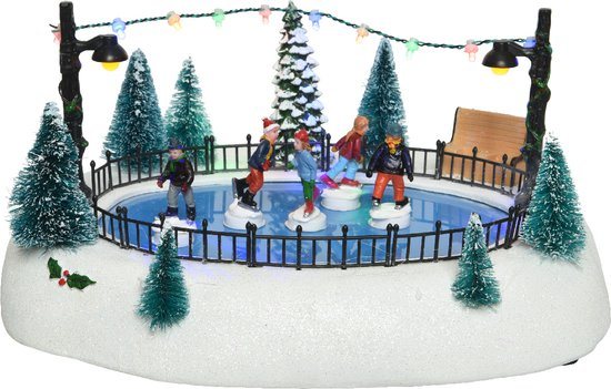 schaatsbaan kerstdorp winterdorp kerstmis kerst lxbxh 27cmx21cmx14cm