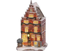 LuVille Kerstdorp Miniatuur Grachtenpand - L11 x B12 x H19 cm