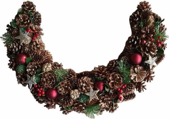 House of Seasons Kerststuk rood,Tafelstuk L55xB40xH9cm