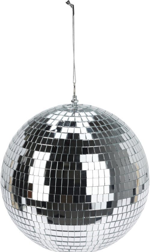 House of Seasons Grote discobal kerstbal - zilver - 25 cm - foam - spiegelbol
