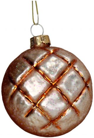 HD Collection glazen kerst ornament kersthanger Rond brood 7.9 cm uit de collectie The Christmas Bakery - de Kerst Bakkerij