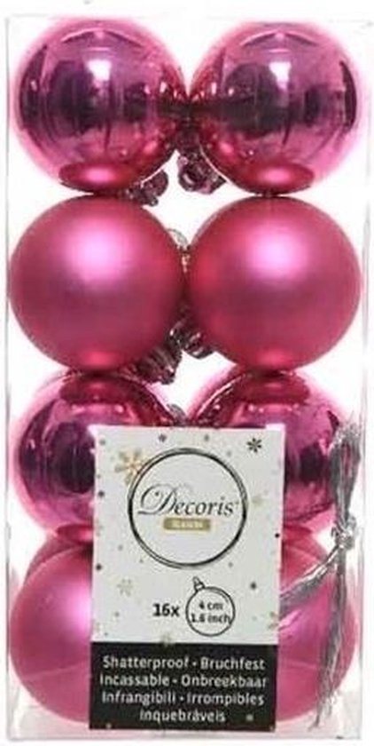 Decoris kerstballen - 16 stuks - 4cm - kunststof