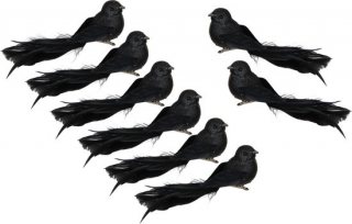 Othmar Decorations Vogels op clip - 8x st - zwart - 16 x 4 cm - kunststof -kerstversiering