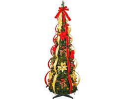 Uten pop up kerstboom - kerstboom met verlichting - 300 lampen - kunstkerstboom met 24 Kerstballen - kunst kerstboom - H180 x Ø67 cm