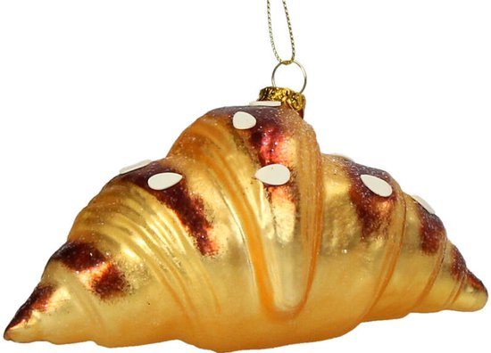 HD Collection – Glazen Kerstornament Hanger – Amandel Croissant – 14 cm – The Christmas Bakery Collectie – Sfeervolle Kerstdecoratie