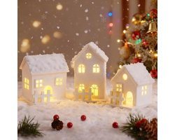 ST TRADİNG Kerstdorp Set met Verlichte Huizen - 3 Delige Wintersfeer Decoratie