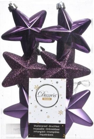 Decoris kersthangers - 6 stuks - 7.5cm - kunststof - mix