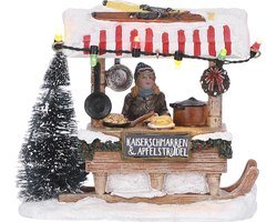 LuVille Kerstdorp Miniatuur Kaiserschmarren en Apfelstrudel Kraam - L11,5 x B7 x H9,5 cm