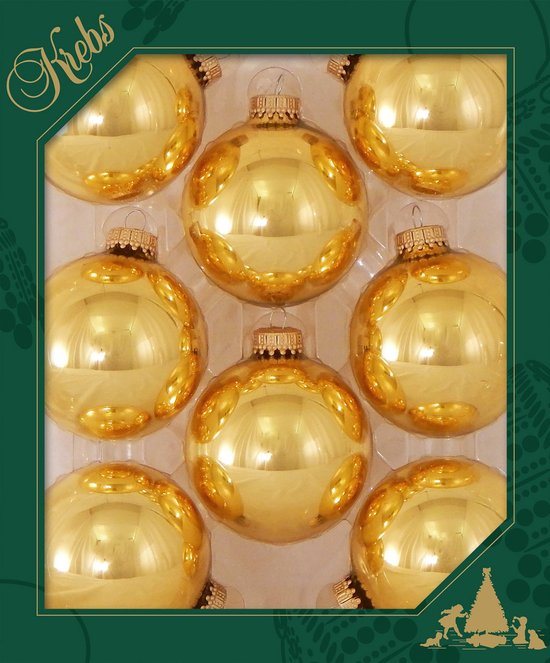 Krebs Kerstballen - 8x - topaas goud - glas - 7 cm - luxe glazen kerstversiering