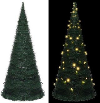 vidaXL - Kunstkerstboom - met - verlichting - pop-up - 150 - cm - groen