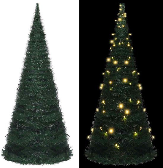 vidaXL - Kunstkerstboom - met - verlichting - pop-up - 150 - cm - groen