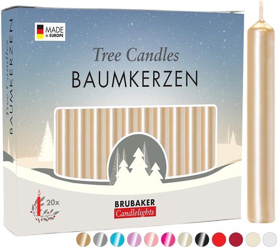 BRUBAKER 100 Stuks - Boomkaarsen - Licht Goud - Kerstkaarsen - Piramidekaarsen - Kerstboomkaarsen - 95/12.5 mm – Kaarsen - Kaarsjes