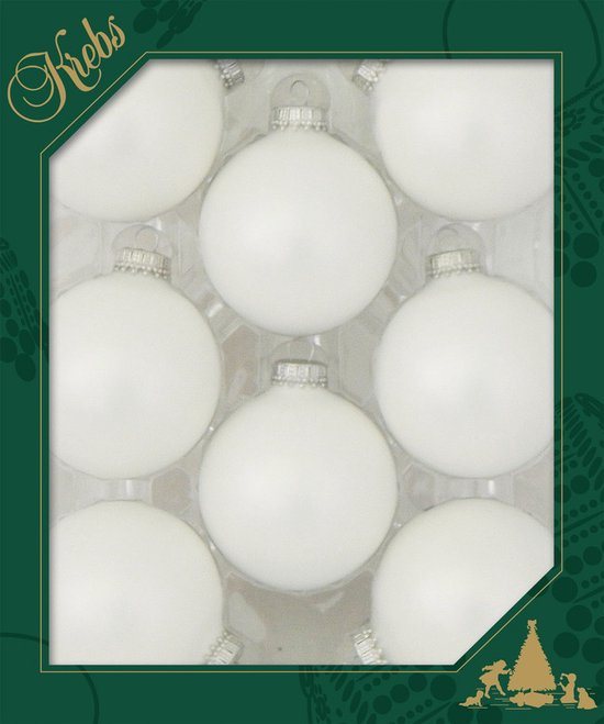 Krebs Kerstballen - 8x - satijn wit - glas - mat - 7 cm - Kerstversiering/kerstdecoratie