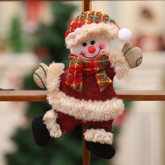4x Kersthanger Sneeuwpop · Kerstboomhanger · Kerstboom Versiering · Kerstboom Decoratie · Kerst · Kerstman · Ornament ·  Kerst Ornament · Kerstversiering voor Binnen · Kerstversiering · 4 Stuks · Rood · Kerstballen · Kerstbal