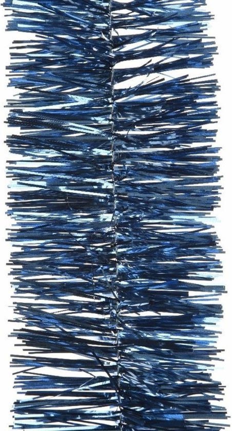 Decoris kerstslinger-guirlande - donkerblauw - glanzend lametta - 270 cm