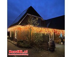 Luksus™ LED gordijn - ijspegel verlichting | Dual Color 360 LED lampjes Extra warm wit + Koud wit | voor binnen en buiten | 7 + 10 meter snoer | 9 lichtstanden & timer functie