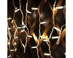 IJspegelverlichting koppelbaar | 3 meter met 114 LEDs – warm wit |wit snoer | rubber, incl. Aansluitsnoer