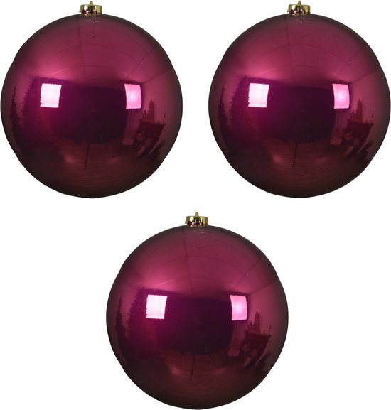 3x stuks kunststof kerstballen framboos roze (magnolia) - 14 cm - glans - Onbreekbare plastic kerstballen