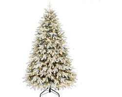 Zilverspar Kunstkerstboom 150cm - Kunstkerstbomen - Kerstboom met verlichting en Sneeuw - RGB LED Kleuren - Kerst - Dennenappels Versiering - Kunst - Boom
