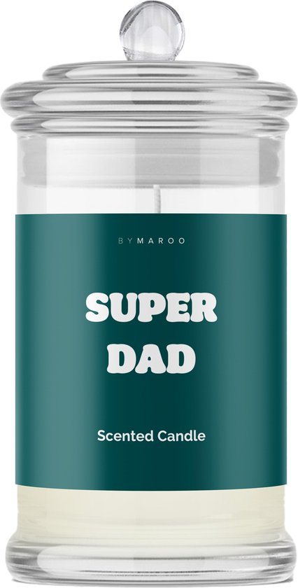 Super Dad - Grappige Geurkaars Cadeau voor Man - Geurkaars in Glas met Tekst - Verjaardag Cadeau papa, mannen, vader, vriend - Superman - Happy Birthday - Cadeautjes voor Hem Volwassenen
