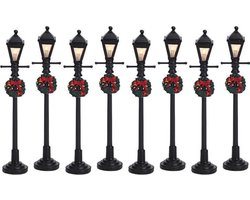 Lemax - Gas Lantern Street Lamp -  Set Of 8 -  B/o (4.5v) - Kersthuisjes & Kerstdorpen