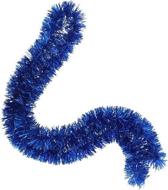 Kerstslingers - glitter blauw - folie lametta - 180 x 7 cm - kerstboom versiering / guirlandes - folieslinger - kerstversiering
