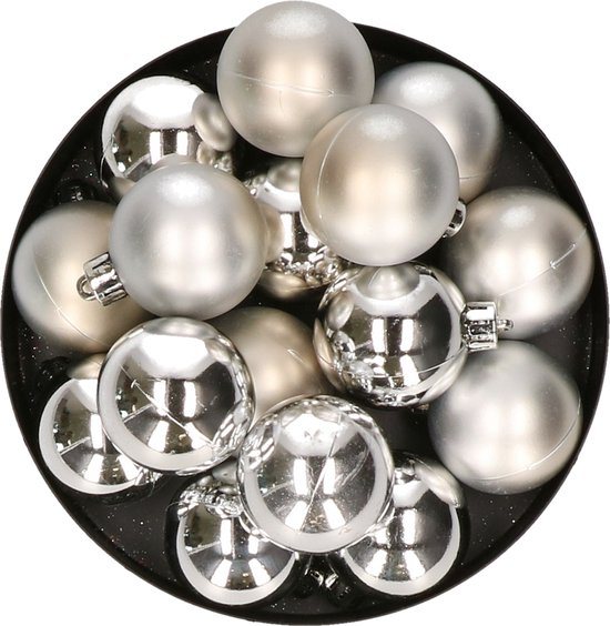 Decoris kleine kerstballen - 32x st - zilver - 4 cm - kunststof - kerstversiering