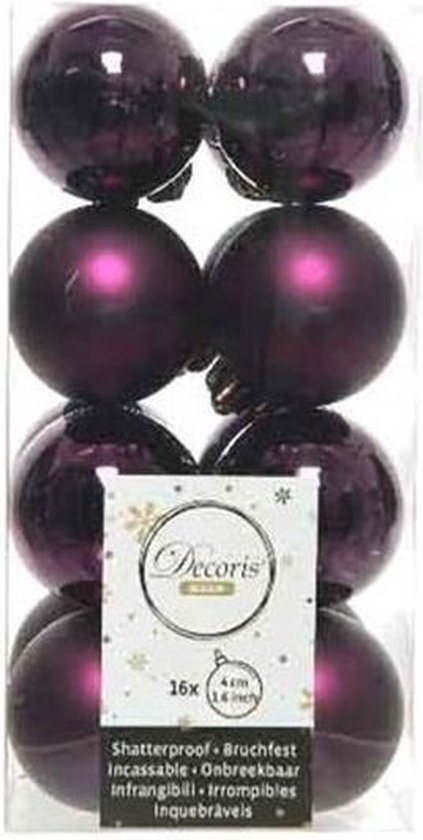Decoris kerstballen - 16 stuks - 4cm - kunststof