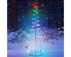 LED Spiral Kerstverlichting - RGB Kerstboom 1.5M - 100 LEDs - met Afstandsbediening en Timer - 12 Modes - Binnen & Buiten - voor Kerst, Feest & Huisdecoratie - Vouwend