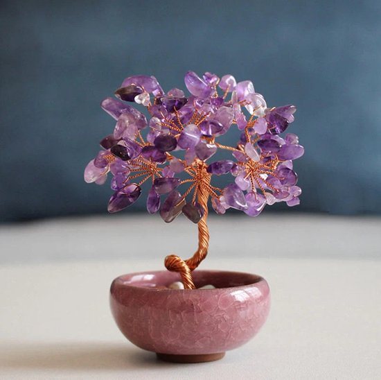 Amethist Edelsteenboom – Handgemaakte Kristallen Boom Decoratie – Rust & Intuïtie