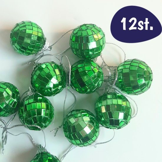 Mini Discoballen Groen - 3cm - 12 Stuks - Kerstmis Decoratie