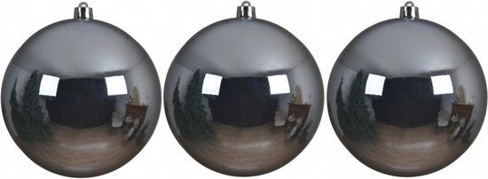 3x Grote lichtblauwe kunststof kerstballen van 14 cm - glans - lichtblauwe kerstboom versiering