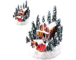 Kersthuisjes-kersthuisjes met verlichting-Gloeiend kersthuis - Hars kerstdorp huis figuur decoratie - Keepsake Decor Collectie slaapkamer boekenplank kleurrijke decoratie - 5 x 5 x 7 cm