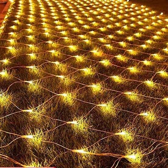 LED Netverlichting Lichtnet - Net Kerstverlichting - Warm Wit - 3x2M - Gordijnverlichting - Kerstnet Lichtgordijn - Lichtnetten - Tuinverlichting - IP44 - Voor binnen & buiten