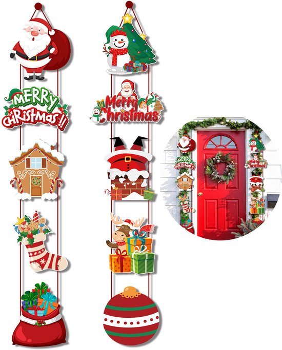 Kerst Banner - Kerst Veranda Teken - 2 stuks - 10 Designs - Kerst Deur Decoratie - Kerstversiering - Nieuwjaarsdecoratie - Decor geschikt voor Thuis en Kantoor - Nieuwjaar Gift - Binnen en Buiten