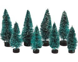 Rayher hobby kerstdorp boompjes/kerstboompjes - 16x st - 5-7 cm -miniatuur